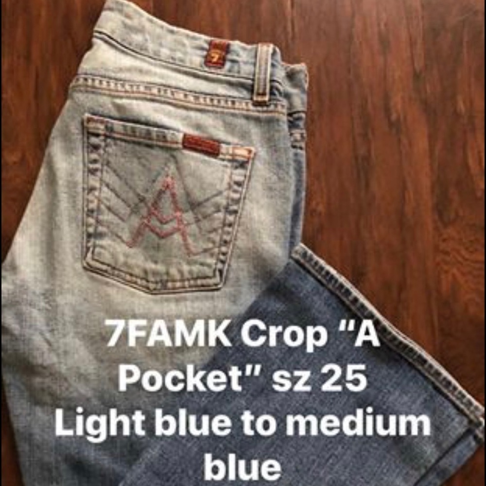 7FAMK Crop “A” pocket embroidered in Pink Sz 25